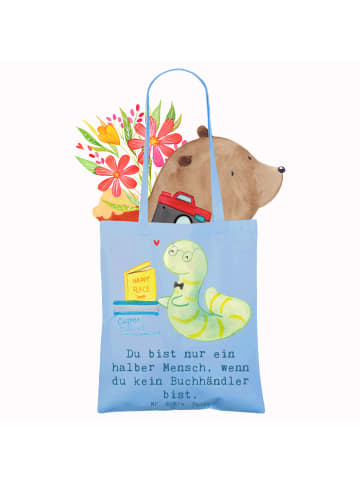 Mr. & Mrs. Panda Tragetasche Buchhändler Herz mit Spruch in Sky Blue
