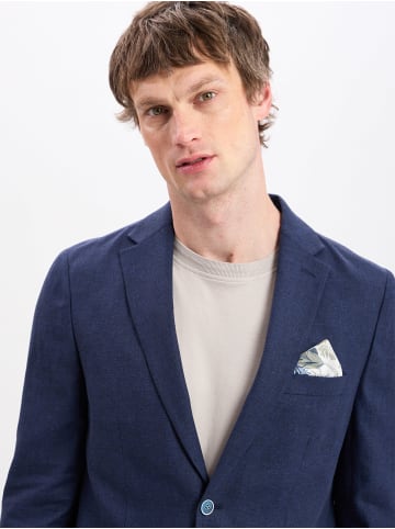 Nils Sundström Sakko mit Leinenanteil in marine