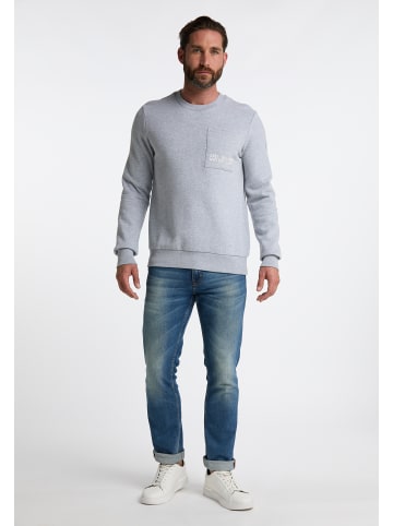 DreiMaster Herren Sweatshirt Mit Rundhals in Hellgrau Melange