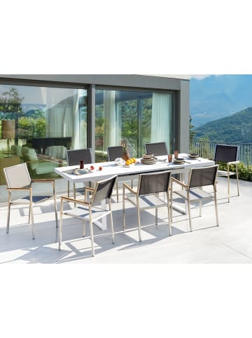 Beliani 9-tlg Gartentisch Set VALCANETTO/GROSSETO in Weiß/Grau/Silber