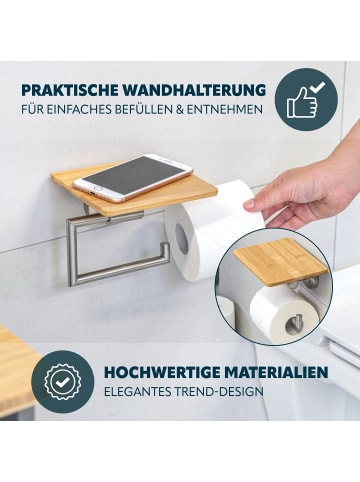 bremermann Toilettenpapierhalter PIAZZA BAMBUS ca. 17 x 13,5 x 13,5 cm (B/H/T)