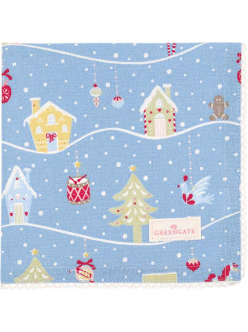 Greengate Stoffserviette mit Spitze Laura Christmas in Dusty Blue