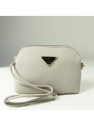 Jennifer Jones Umhängetasche, Abendtasche Kunstleder hellgrau ca. 23cm