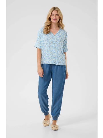 Cream Kurzarmhemd CRTiah Baggy fit in Blue Yellow Small Floral