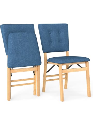 COSTWAY 2er Set Klappstühle Esszimmerstühle in Blau