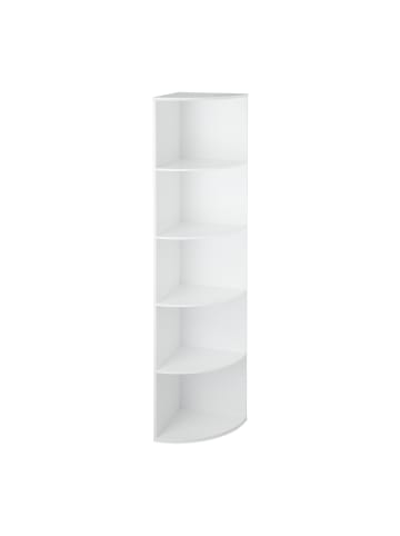 relaxdays Eckregal in Weiß - (B)57 x (H)180 x (T)40 cm
