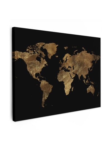 MuchoWow Leinwand bilder Weltkarte gold schwarz (BxH)