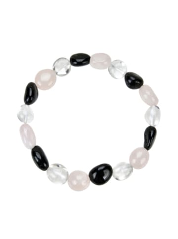 Marco Schreier Mineralien Nonbook - Armband, Bergkristall, Rosenquarz, Schörl, 09-10mm Nuggets