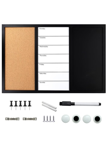 Intirilife 3in1 Kombitafel Kreidetafel Whiteboard Pinnwand inkl. Zubehör in Schwarz