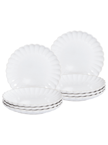 Beliani 8er-Set Teller und Schüsseln NETTLE in Weiß