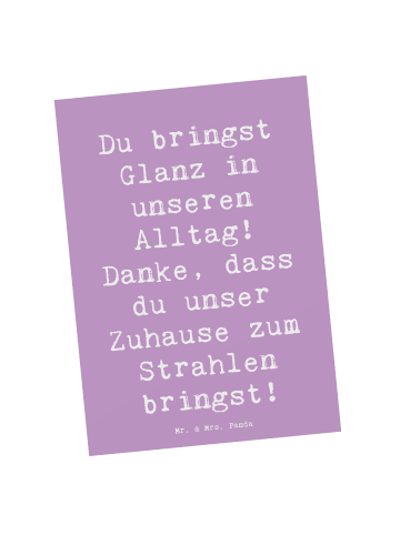 Mr. & Mrs. Panda Postkarte Spruch Glanz Putzfrau mit Spruch in Lavendeltraum