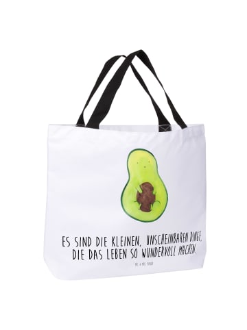 Mr. & Mrs. Panda Strandtasche Avocado Kern mit Spruch in Weiß