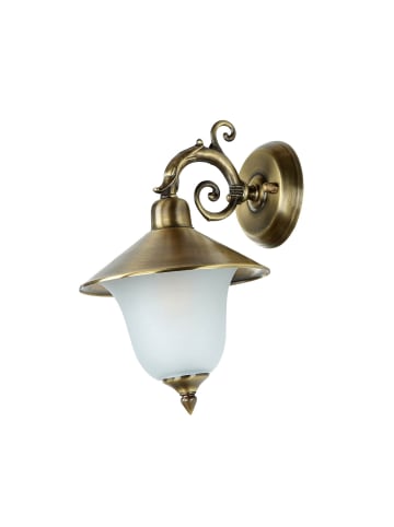 Licht-Erlebnisse Außen Wandlampe (B)28 x (H)28 cm in Messing Antik Weiß