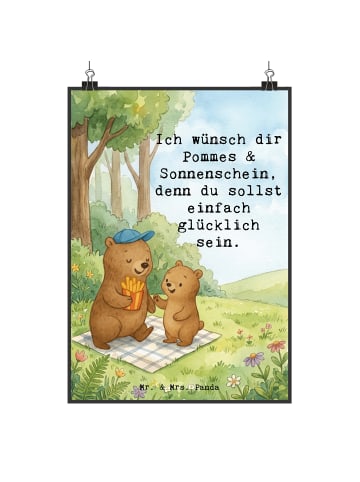 Mr. & Mrs. Panda Wandbild Bär Kind Pommes Design mit Spruch in Weiß
