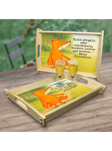 Mr. & Mrs. Panda Servierplatte Fuchs Laterne Design mit Spruch in Weiß