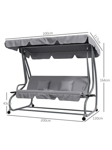 Outsunny Hollywoodschaukel 200L x 120B x 164H cm Hellgrau