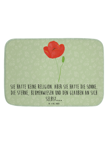 Mr. & Mrs. Panda Badematte Blume Mohnblume mit Spruch in Blattgrün