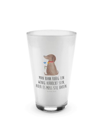 Mr. & Mrs. Panda Wasserglas Hund Blume mit Spruch in Transparent