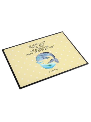 Mr. & Mrs. Panda Schreibunterlage Walfisch Thunfisch mit Spruch in Gelb Pastell