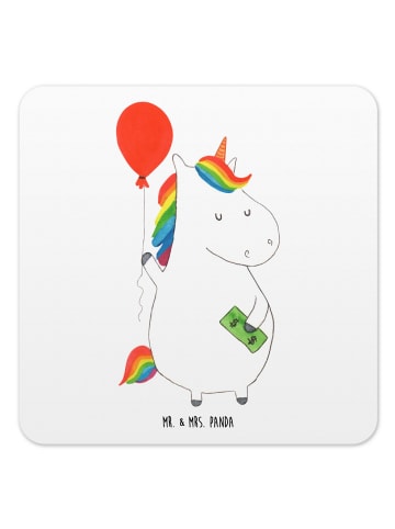 Mr. & Mrs. Panda Glasuntersetzer Einhorn Luftballon ohne Spruch in Weiß