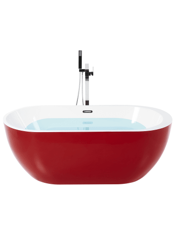 Beliani Freistehende Badewannen NEVIS in Rot/Weiß/Silber - (W) 75 x (H) 58 x (L) 160 cm