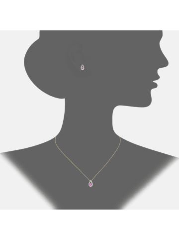 Diamant L'éternel Halskette mit Anhänger aus 375 Gelbgold mit Saphir
