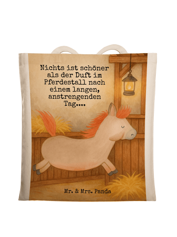 Mr. & Mrs. Panda Tragetasche Pferd Springen Design mit Spruch in Weiß