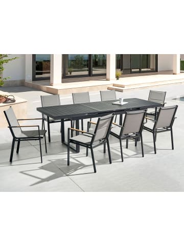Beliani 9-tlg Gartentisch Set VALCANETTO/BUSSETO in Schwarz/Grau
