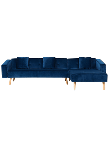 Beliani Ecksofa VADSO in Blau/Braun - (W) 303 x (H) 72 x (L) 98 cm