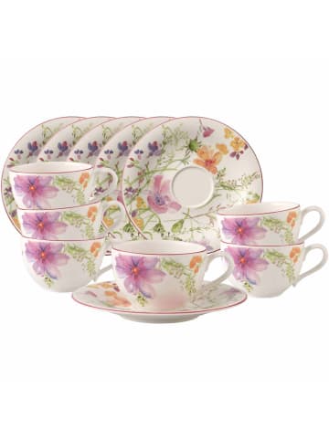 Villeroy & Boch 6er Set Frühstückstassen mit Untertassen Mariefleur Basic 290 ml in bunt