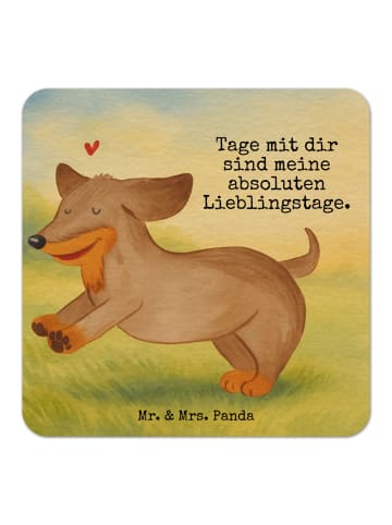 Mr. & Mrs. Panda Tischuntersetzer Hund Dackel Design mit Spruch in Weiß