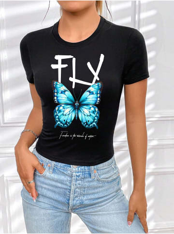 RMK T-Shirt Butterfly SCHWARZ-Türkis