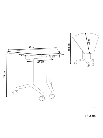 Beliani Zusammenklappbarer Schreibtisch CAVI in Weiß - (W) 90 x (H) 73 x (L) 60 cm