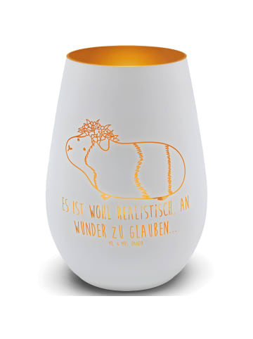 Mr. & Mrs. Panda Windlicht Meerschweinchen Weisheit mit Spruch in Weiß