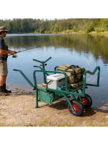 relaxdays Angelwagen-Transportwagen "2-Rad" in Grün - (B)145 x (H)65 x (T)55 cm