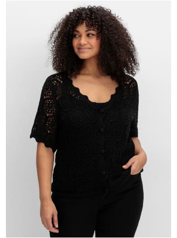 sheego by Joe Browns Ajour-Strickjacke in schwarz