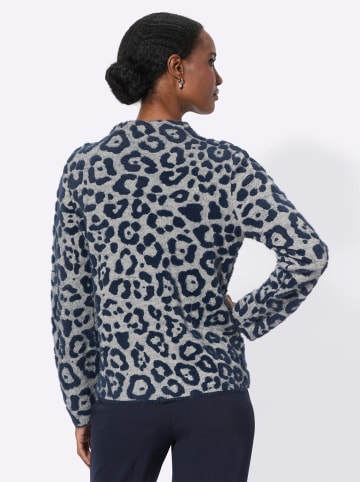 creation L Langarm-Pullover in sand-marine-gemustert
