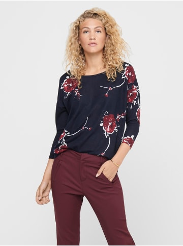 ONLY Print 3/4 Arm Shirt Dünner Rundhals Muster Pullover ONLELCOS in Schwarz-6