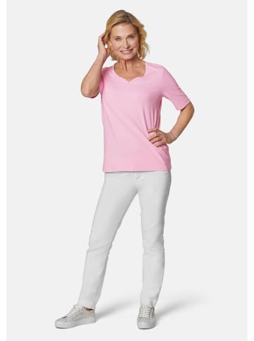 GOLDNER Kurzgröße:  T-Shirt Halbarm Basic-Shirt aus Baumwolle in geranie