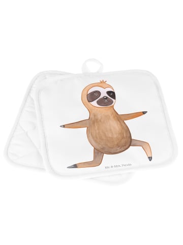 Mr. & Mrs. Panda Topfhandschuhe Faultier Yoga ohne Spruch in Weiß