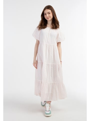 myMo Damen Maxikleid in Weiss Pinkorange Punkte