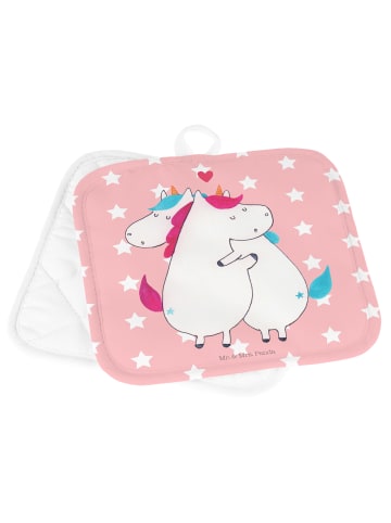Mr. & Mrs. Panda Topflappen Einhorn Mitteilung ohne Spruch in Rot Pastell
