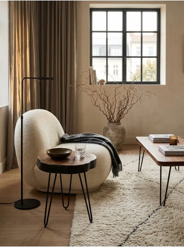 KADIMA DESIGN Beistelltisch Massivholz | Baumstammoptik, Metallbeine, Robust in Braun