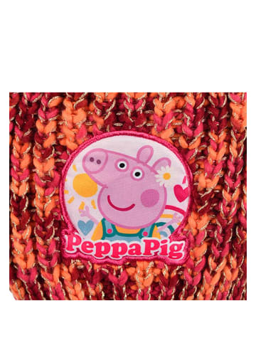 Peppa Pig Wintermütze mit Bommel Strick in Rot