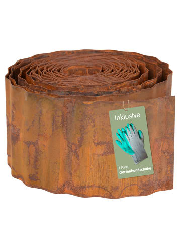 UNUS UNUS Rasenkante aus welligem Cortenstahl in verschiedenen Größen in Rost