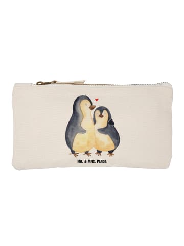 Mr. & Mrs. Panda Schminktasche Pinguin umarmen ohne Spruch in Weiß