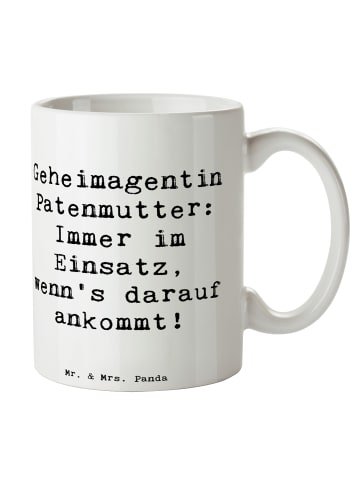 Mr. & Mrs. Panda Tasse Geheimagentin Patenmutter mit Spruch in Weiß