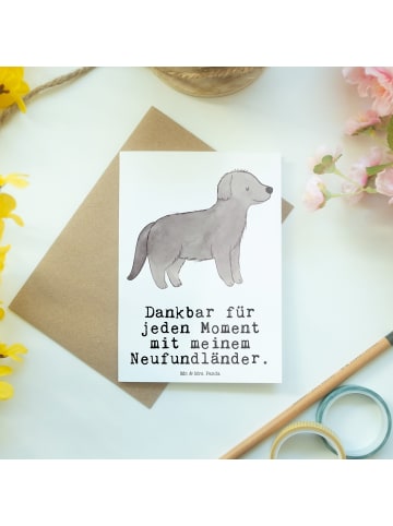 Glückwunschkarte Neufundländer Moment mit Spruch in Weiß