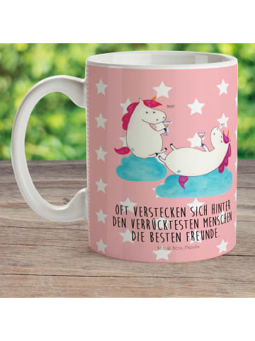Mr. & Mrs. Panda Mehrwegbecher Einhorn Sekt mit Spruch in Rot Pastell