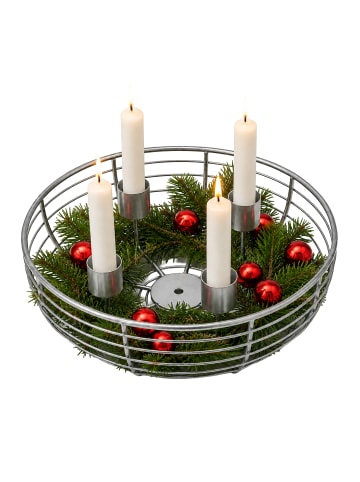 relaxdays Adventskranz in Silber - (H)6 x Ø 20,5 cm